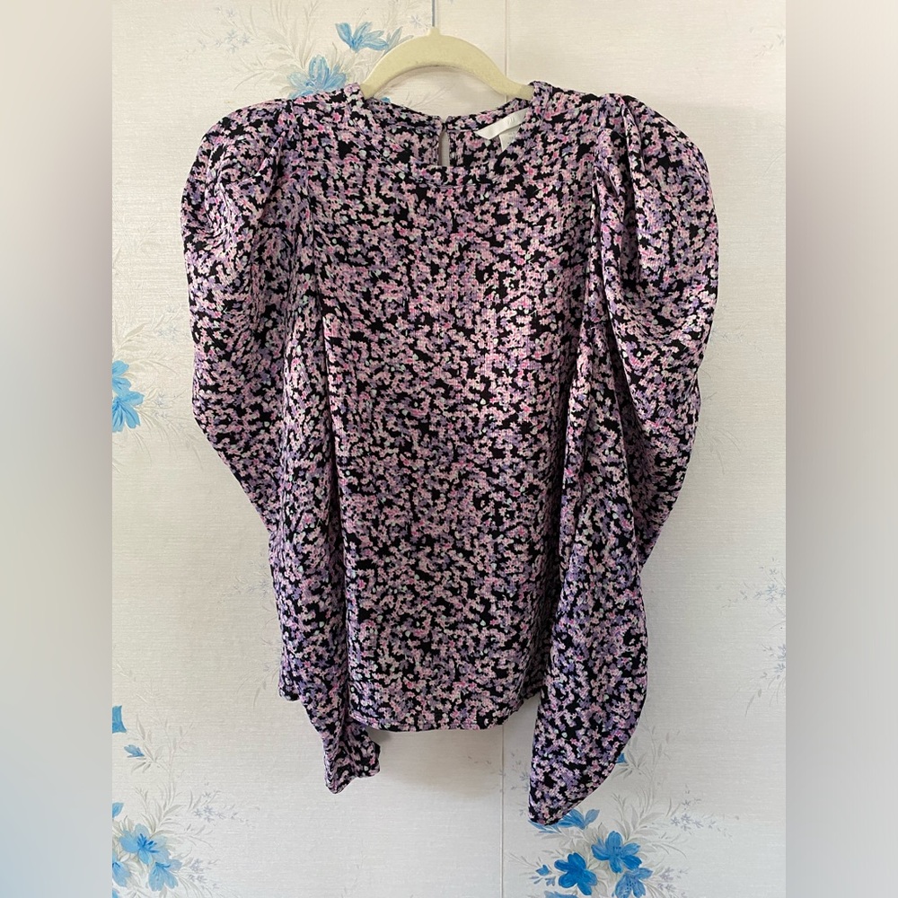 H&M Poofy Sleeve Long Sleeve Floral Blouse